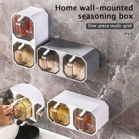 hotx【DT】 Pull-out Design Wall Mount Spice Racks Organizer Salts Seasoning With Spoons Supplies Boxes