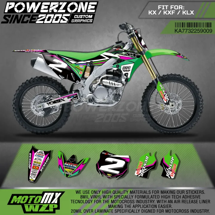 PowerZone Custom Team Graphics Decals 3M Stickers Kit For Kawasaki