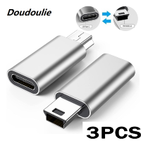 Doudoulie 3ชิ้นมินิ USB ตัวผู้เพื่อพิมพ์ C ตัวเมียตัวแปลงอะแดปเตอร์สำหรับสมาร์ทโฟนแอนดรอยด์ยูเอสบีแท็บเล็ตประเภท C เป็นขั้วต่ออะแดปเตอร์ USB ขนาดเล็ก