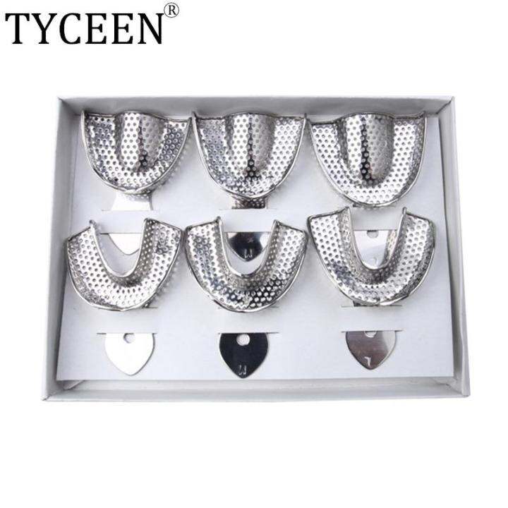 6Pcs/Set Dental Impression Trays Stainless Steel Upper And Lower