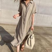 White New Summer Dress Shirt Evening Female Vintage Party Oversize Short Sleeve Beach Women Dresses Long Robe Vestido