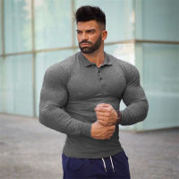 Fashion Brand Clothing Polo Shirt Mens Long Sleeve Slim Fit Boys Turn Colla Poloshirt Casual Mens Gym Sportswear Polo T Shirt