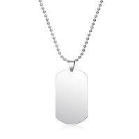 1PC Fashion Stainless Stee lDog Tag Pendant Necklace For Women Punk Metal Color Smooth Army Tag Necklace Je N4-12023