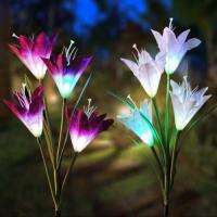 Solar 4 LED Color Changing Light Lily Flower Garden Stake Lamp Outdoor Yard Path