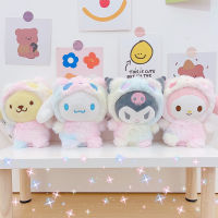 4ชิ้นเซ็ตใหม่ Sanrio ตุ๊กตาจี้ Kawaii ตุ๊กตาที่มีสีสันแพนด้าหมวกชุด Kuromi Chiffonroll Melody ของฉันน่ารักพวงกุญแจขายส่ง