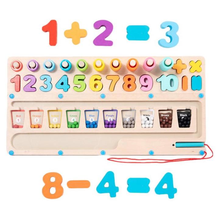 wooden-math-board-early-education-toy-board-bright-colors-math-game-natural-wood-learning-game-round-edges-educational-toy-numbers-board-for-children-girls-boys-students-kids-best-service
