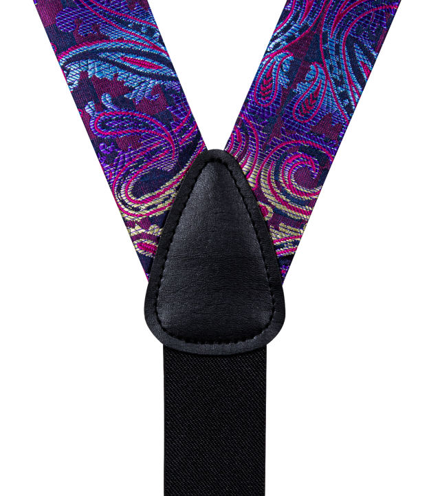 แฟชั่นดอกไม้สีม่วงผู้ชาย-suspenders-bow-tie-ชุดยืดหยุ่น-y-back-6คลิปวงเล็บงานแต่งงานอุปกรณ์เสริม-suspenders-dibangu