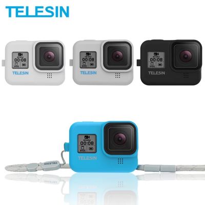 TELESIN GoPro Hero 8 Soft Silicone Case Housing With Adjustable Handle Wrist Strap ซิลิโคนโกโปร 8 พร้อมสายคล้องคอ
