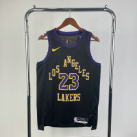 【High Quality】2023-24 Mens New Original Lakers #23 LeBron James Jersey City Edition Black Swingman Heat-pressed