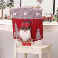 1pc Christmas Chair Cover Reusable 3D Cartoon Dining Chair Back Cover Christmas Decoration Santa Claus Hat New Year Supplies