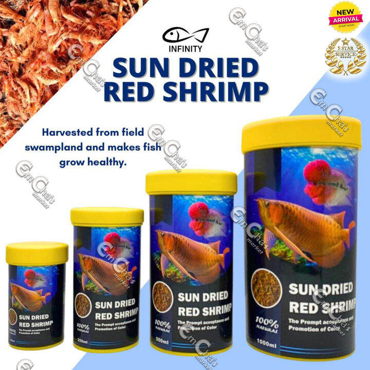 INFINITY SUN DRIED Red Shrimp for Arowana Fish Food Flowerhorn Parrot