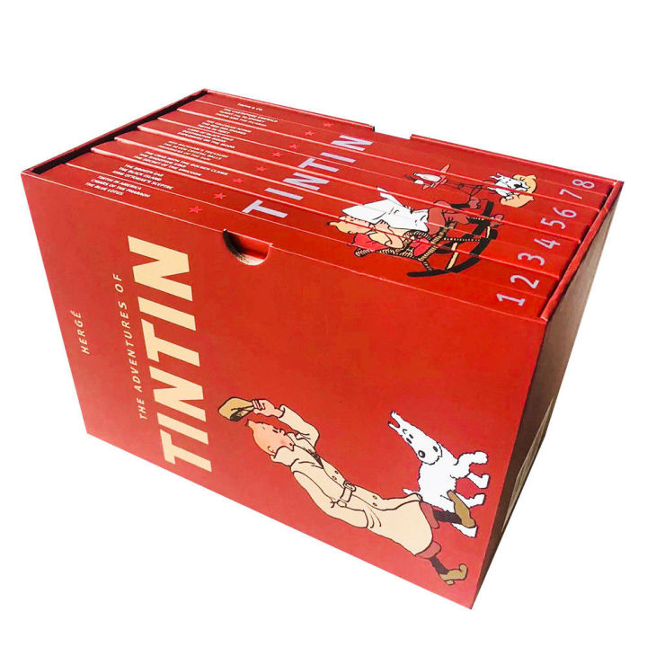 หนังสือ-the-adventures-of-tintin-ชุดหนังสือปกแข็งภาษาอังกฤษ-8-เล่ม-หนังสือของขวัญสำหรับเด็ก