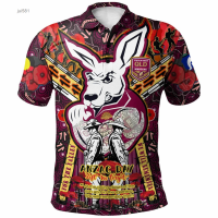 Style Summer 2023 NEW Maroons Rugby Aboriginal Anzac Custom Text Watercolour Polo Shirt - Remembrance Maroons Canetoads Queenslanders With Poppy Flowersize：XS-6XLNew product high-quality