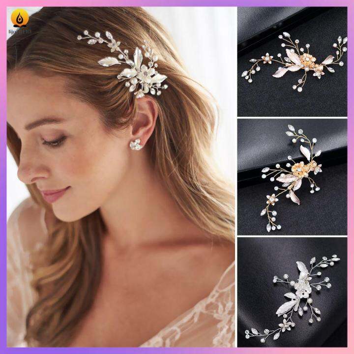 Wedding Hair Accessories Gold/Silver Crystal Flower Hair Clip for