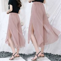 2021 Side Split Shorts Skirt Womens Summer Sweet Slim Chiffon Capris Skirts Female Korean Style Split Tulle Skirt Pants