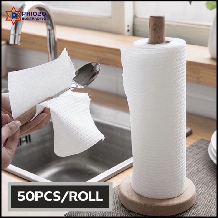 50pcs/Roll Lazy Tissue Rag Paper Oil Absorbent Paper Towel Washable ...