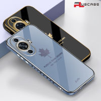 PlusCase Maple Leaf 6D เคสสำหรับ Huawei Nova 11 Pro กันกระแทกรูปแบบการป้องกันชุบซิลิโคนเคสโทรศัพท์