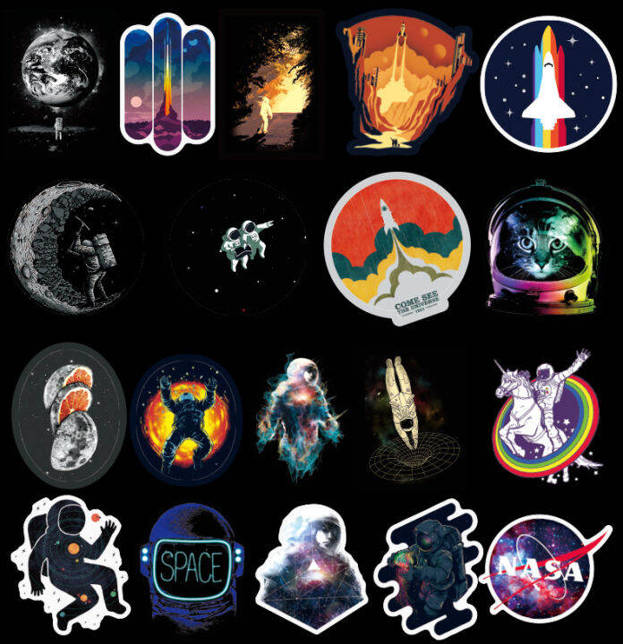 สติ๊กเกอร์ไดคัท-สติ๊กเกอร์-อวกาศ-sticker-space-nasa-กันน้ำ-pvc-100-ชิ้น-7-cm-c-diy-ของสะสม-ของเล่น-ของเล่นถูกๆ-ของเล่นเด็ก