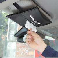 [Xiaofeitian Auto Supplies] Car Sun Visor กล่องกระดาษทิชชูหนังแขวนกระเป๋ากระดาษผ้าขนหนูสำหรับ Hyundai Genesis Coupe G70 G90 G80 GV60 GV70 GV80