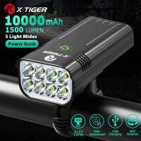 X-TIGER Bike Light Set Powerful USB Rechargeable Bright 8 LED 10000mAh Bicycle Front Lights IPX5 Waterproof Front Lamp Taillight Lights Reflectors