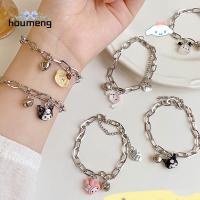 HOUMENG เครื่องประดับสุดสร้างสรรค์สำหรับผู้หญิงปรับได้,เครื่องประดับเคป๊อปเครื่องประดับน่ารัก Cinnamoroll สร้อยข้อมือสร้อยข้อมือกระพรวน Kuromi สไตล์เกาหลีเครื่องประดับมือคู่โซ่มือ