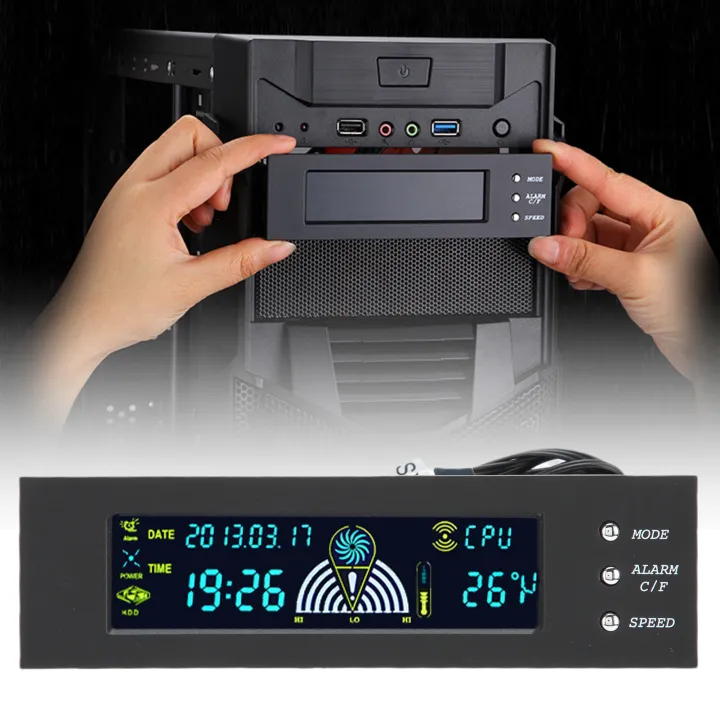 Computer 3‑Fan Speed Controller CPU/HDD/SYS Temperature Control LCD