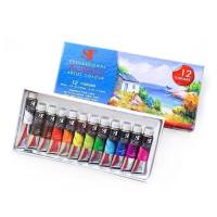 สีอะคริลิคหลอดเงา ST-12 สี แบบหลอด