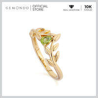 Gemondo แหวนทองคำแท้ 10K ประดับเพอริดอทแท้ (Peridot) ดีไซน์ทรงใบมะกอก