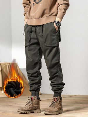 HOT11★ฤดูหนาวผู้ชาย Cargo กางเกง2022ใหม่ Multi-กระเป๋าหนากางเกงขนสัตว์ชาย Streetwear Cal Cotton ความร้อน Joggers
