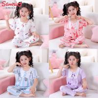 Kawaii Sanrio Hello ฤดูร้อนเด็กบางชุดนอนเด็กชุดการ์ตูนน่ารัก My Melody Kuromi หลวม Loungewear