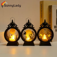 SunnyLady ของประดับแขวนฮาโลวีนย้อนยุคแม่มดฟักทองไฟ LED แบบพกพาได้กลมไฟกลางคืนอุปกรณ์ประกอบฉากงานเลี้ยง