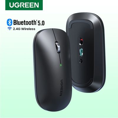 Ugreen เมาส์บลูทูธไร้สาย 2.4G โหมดคู่ เสียงเงียบ 4000 DPI สําหรับคอมพิวเตอร์ แล็ปท็อป 3 ซม.