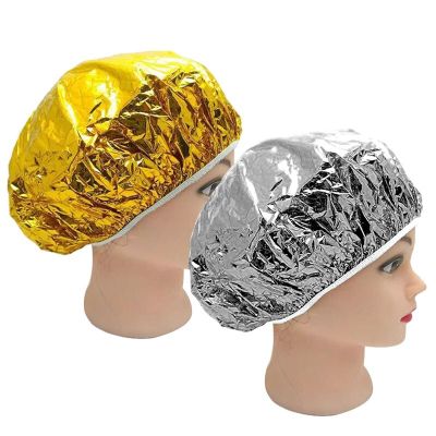Professional One-off Shower Cap Heat Insulation Aluminum Foil Hat Elastic Portable Bathing Cap For Women Hair Salon Bathroom Adhesives Tape