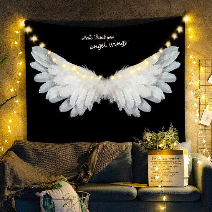 Pocketplus] Angel Wings Tapestry Wall Hanging Aesthetic Black And White  Wall Art Tapestries Big Size Aesthetic Bedroom Decor Dorm Living Room  Accessories Background Cloth | Lazada