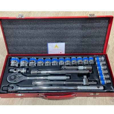 ชุดบล็อก 12เหลี่ยม Euro king tools สีเงิน 24ชิ้น ขนาด 1/2" ของแท้ 100%