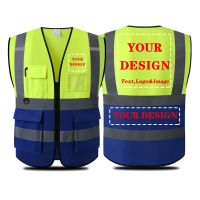 Safety Vest High Visibility Reflective Night Construction Work Security Adults Unisex Zipper and 5 Pockets Traffic Workwear