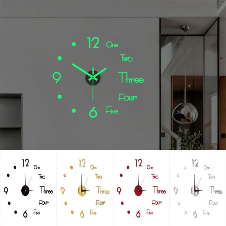 【codandready Stock】3d Wall Clock Luminous Frameless Wall Clocks Diy Digital Clock Wall Stickers