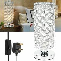 Modern Table Lamp crystal Bedside Desk Light Home Shade Lighting Chrome Bedroom