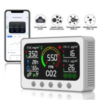 Tuya CO2หน้าจอที่มีคุณภาพอากาศอัจฉริยะ Wi-Fi PM1.0 PM2.5อุณหภูมิเครื่องตรวจจับฟอร์มาลดีไฮด์ TVOC ความชื้นที่แม่นยำ NDIR เซ็นเซอร์ CO2ขายดีที่สุด