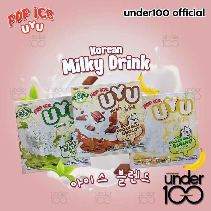 Under Pop Ice Uyu Renceng Isi Sachet Korean Milky Choco Matcha Banana Minuman Bubuk