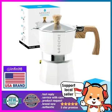 GROSCHE Milano Stovetop Espresso Maker Moka Pot 6 Espresso Cup - 9.3 oz,  Blue - Expresso Coffee Maker Stove top Coffee Maker Moka Italian Espresso  greca Coffee Maker Brewer Percolator 