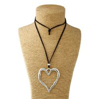 1pcs Lagenlook Large Abstract Heart Pendant Colar Long Suede Leather Necklace Jewelry Gift For Woman Men