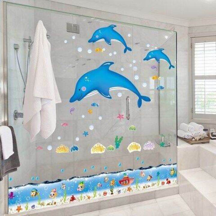 wall-sticker-wallpaper-wall-wallpaper-self-adhesive-toilet-bathroom-cartoon-wall-sticker-underwater-world-fish-waterproof-double-sided-sticker