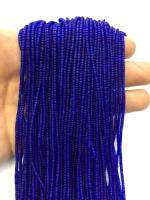 ลูกปัดแก้วสีน้ำเงิน 1 เส้น 2 มม. อะไหล่ร้อยเครื่องประดับ Navy Blue Glass Tiny Seed Beads