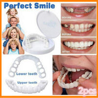 【Lao Shop】ชุดฟันปลอม Perfect Smile Fit Elastic Beauty Dental สะดวกสบายวีเนียร์ เครื่องมือฟันปลอม วีเนียร์ซิลิโคน Upper / Lower Dental Veneer ชุดฟันขาว Denture toys