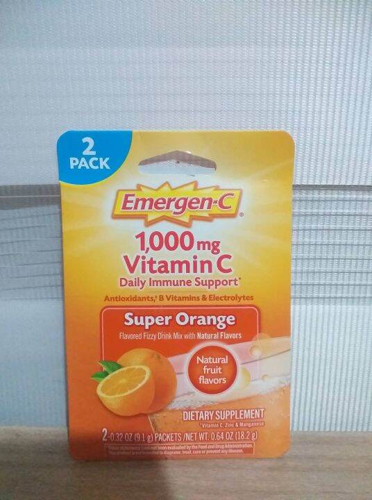 Emergen C 1000mg vitamin c natural fruit flavors 2 pack(18.2g) made in