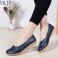 Womens Ladies Female Woman Shoes Flats Mother Shoes Cow Genuine Leather Loafers Ballerina Non Slip On Zapatillas Mujer Ballet