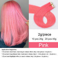 MRS HAIR Pink Hair Extensions Mini Tape Hair Fasion Tape In 100 Human Hair Double-Side Adhesive 2gpc Colorful Highligh NonRemy