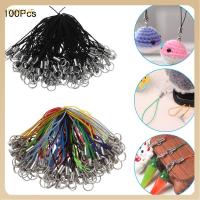 QINJUE 100Pcs วัสดุ DIY พร้อมจี้หัตถกรรม ทำด้วยมือ สายคล้องโทรศัพท์สายคล้อง คลิปจี้ของเล่น สายเสน่ห์โทรศัพท์มือถือ พวงกุญแจสายไฟ