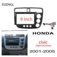 Honxun 9นิ้ว ชุดติดตั้งบนบอร์ด หน้ากากวิทยุ 2din android กรอบวิทยุ สำหรับ HONDA CIVIC 2001-2005